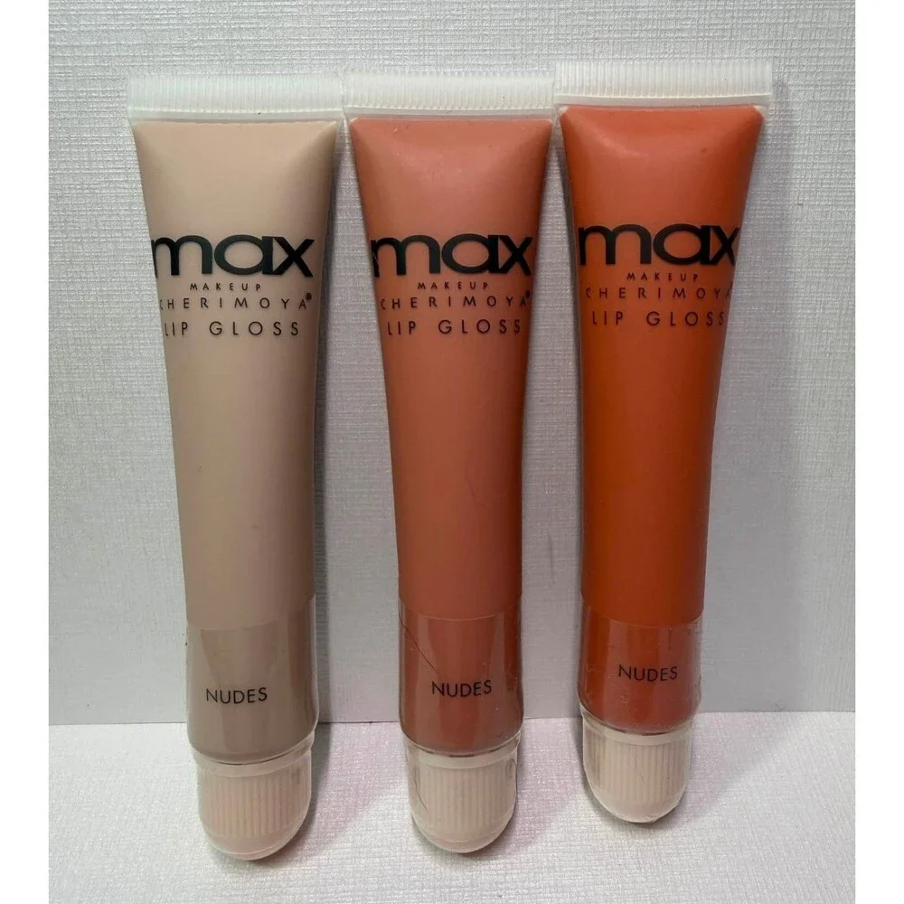 Max Makeup Cherimoya NUDE Lip Gloss – 3‑Pack Assorted Nude Shades